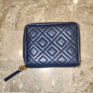 Tory Burch Quilted Blue Wallet